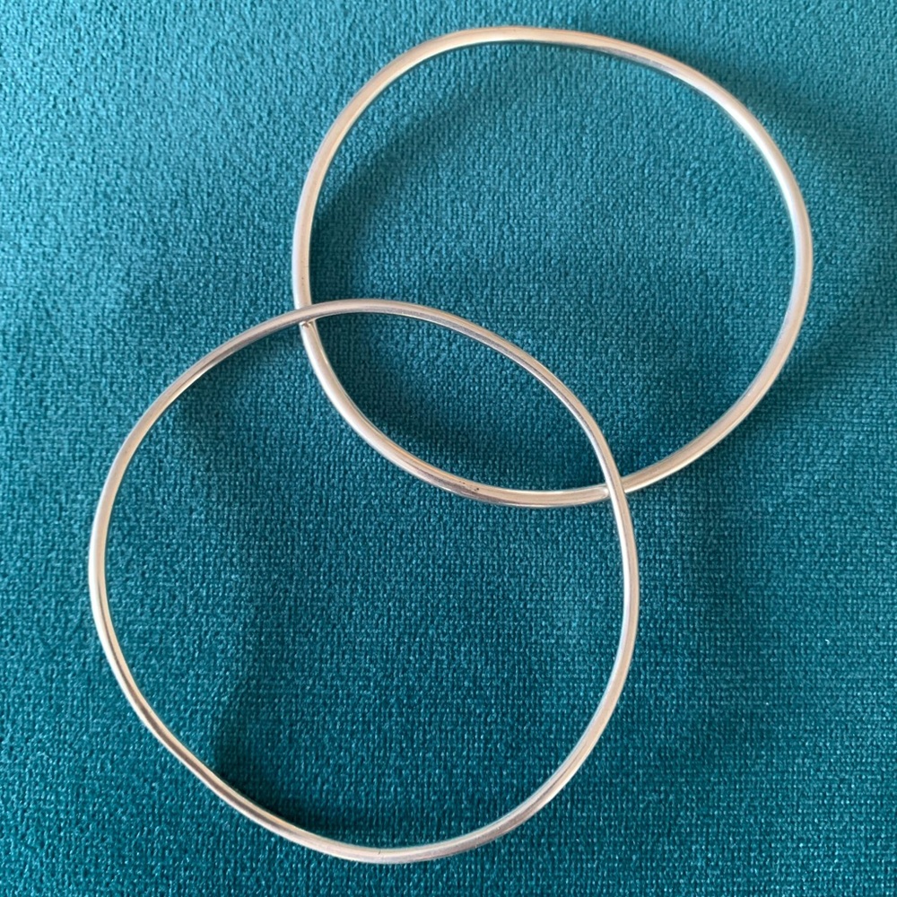 Pair of Matsu Sterling Silver Wavy Bangles